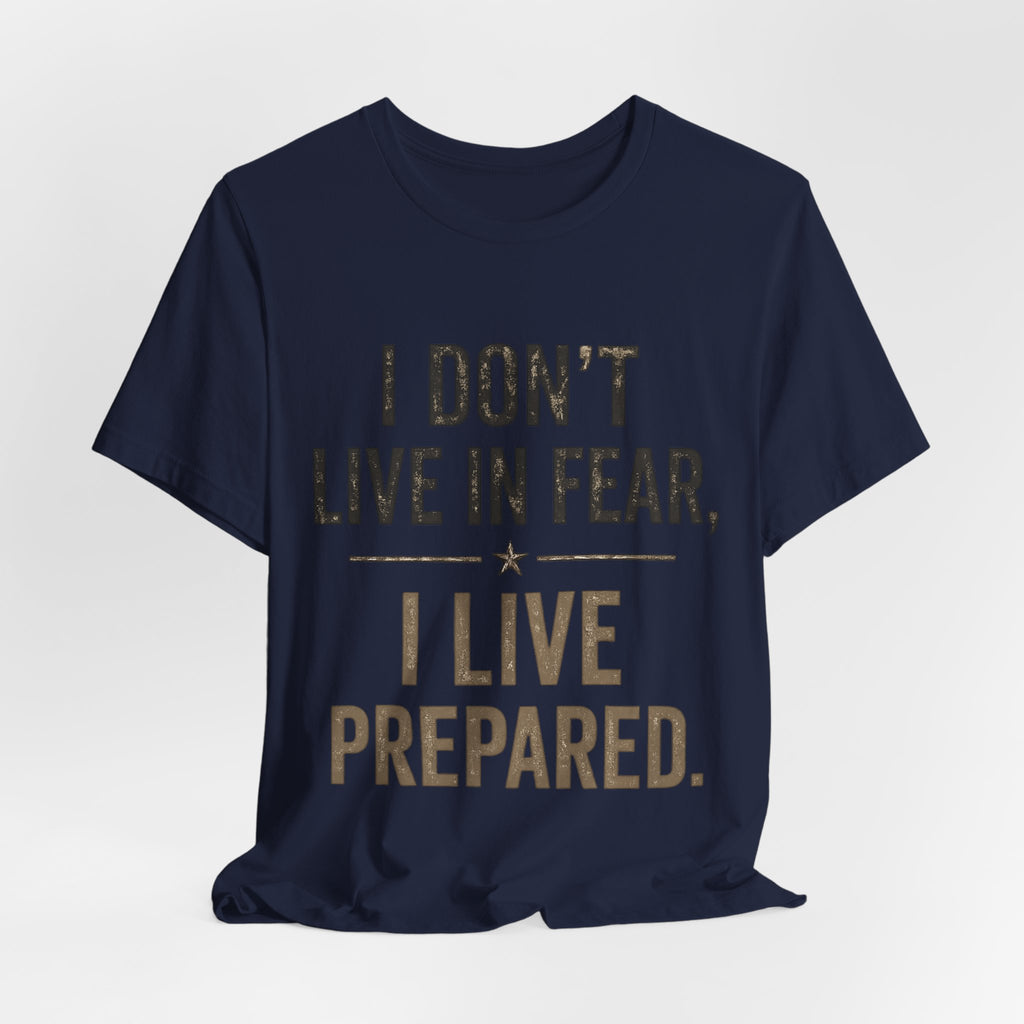 “I don’t live in fear, I live prepared” Unisex Short Sleeve Tee