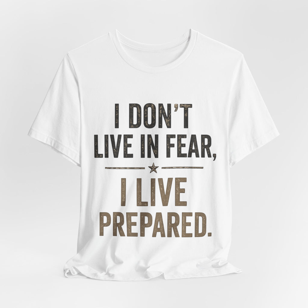 “I don’t live in fear, I live prepared” Unisex Short Sleeve Tee