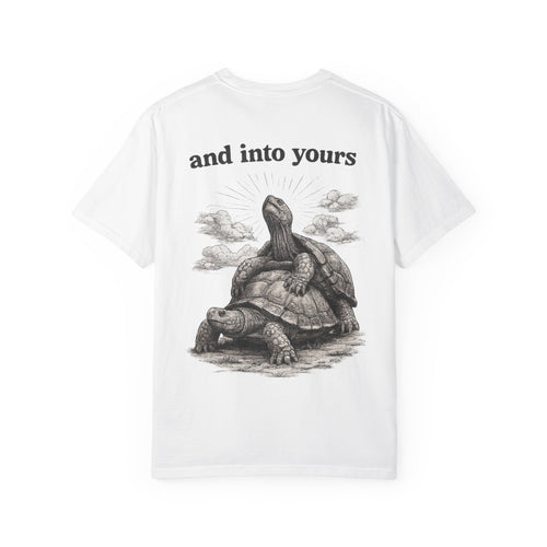 “Just trynna get out of my shell and  into yours” Funny Unisex Garment-Dyed T-shirt