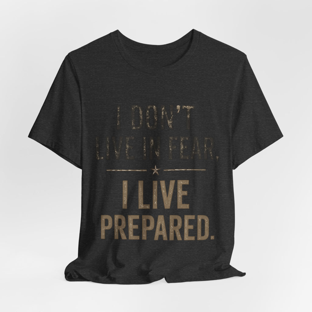 “I don’t live in fear, I live prepared” Unisex Short Sleeve Tee