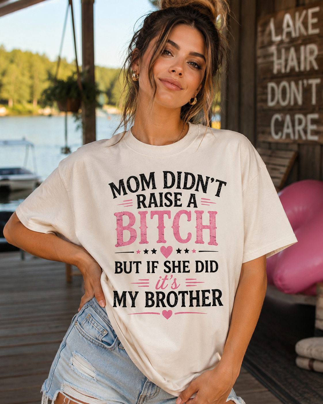 “Mom didn’t raise a bitch, but if she did, it’s my brother” Unisex Jersey Short Sleeve Tee